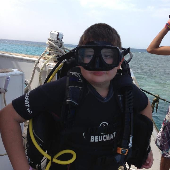 Hamze at 13, first dive
