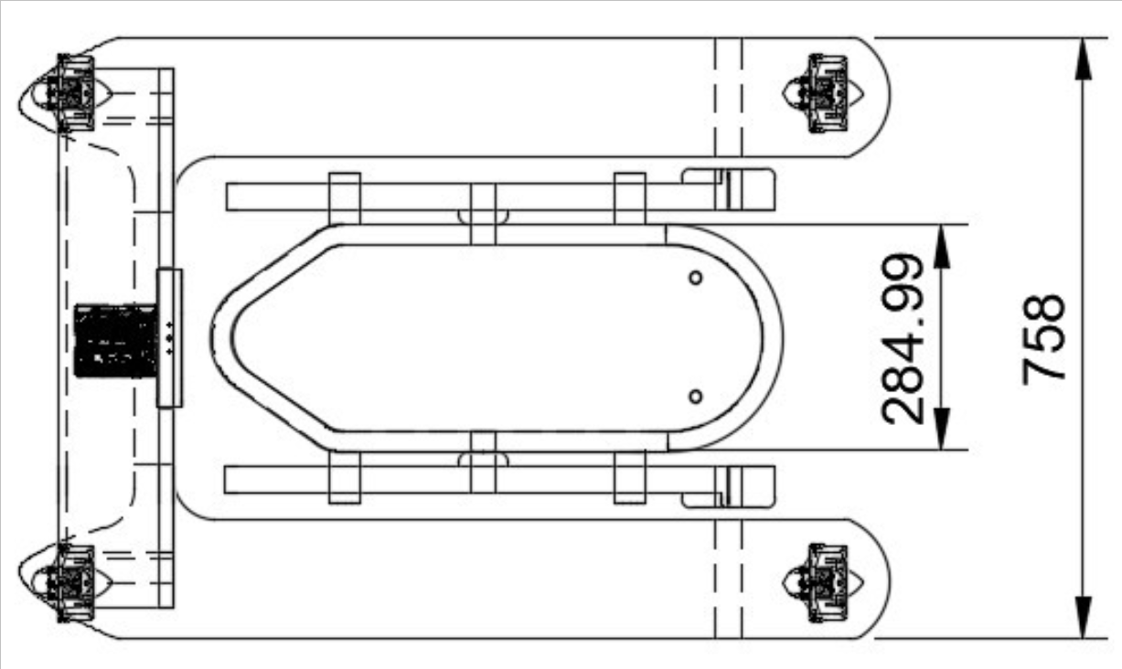 Top-down dimensioned view
